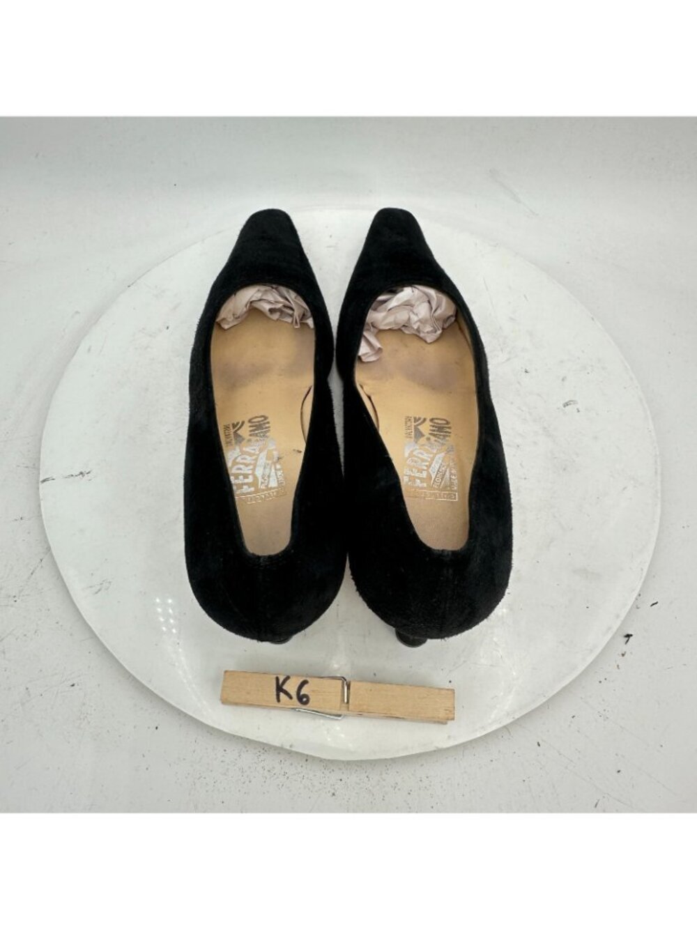 Salvatore Ferragamo Women Size 8.5B Black Suede Slip On Pump Heel Shoes - Picture 9 of 11